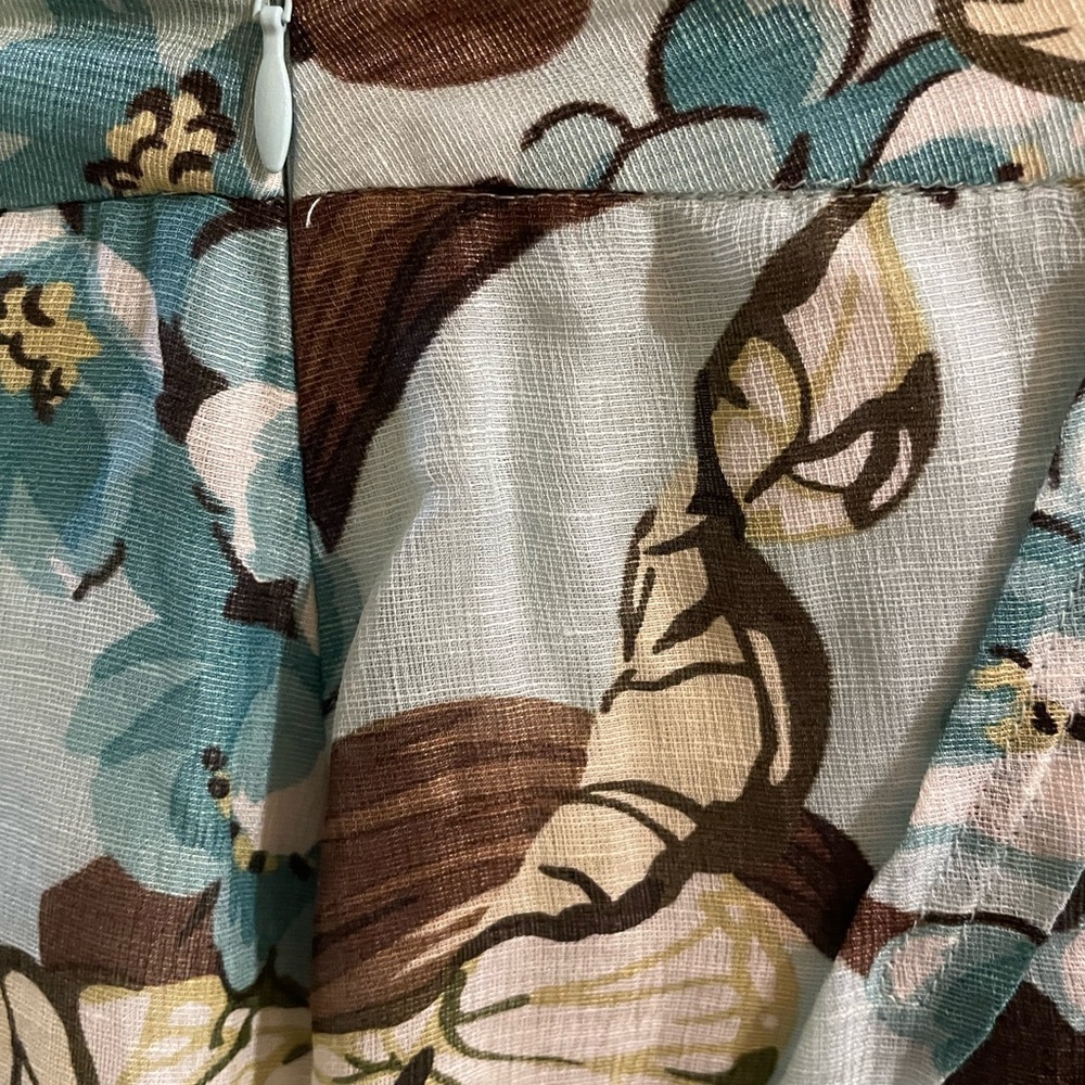 LOFT Floral A-Line Skirt in Blue and Brown